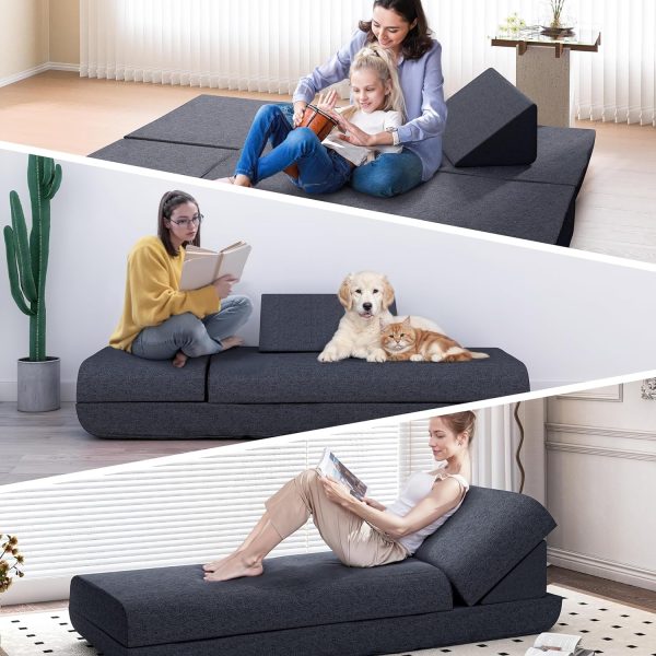 Large Folding Daybed Sofa with Adjustable Headboard - Image 11