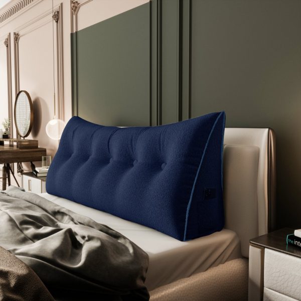 Large Wedge Reading Pillow for Bed Daybed Bolster Backrest Blue - Image 9