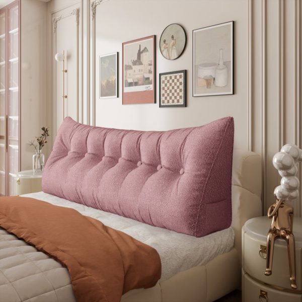 Large Wedge Reading Pillow for Bed Daybed Bolster Backrest Pink - Image 9