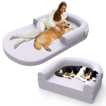 2-in-1 Memory Foam Dog & Human Bed - Foldable & Washable