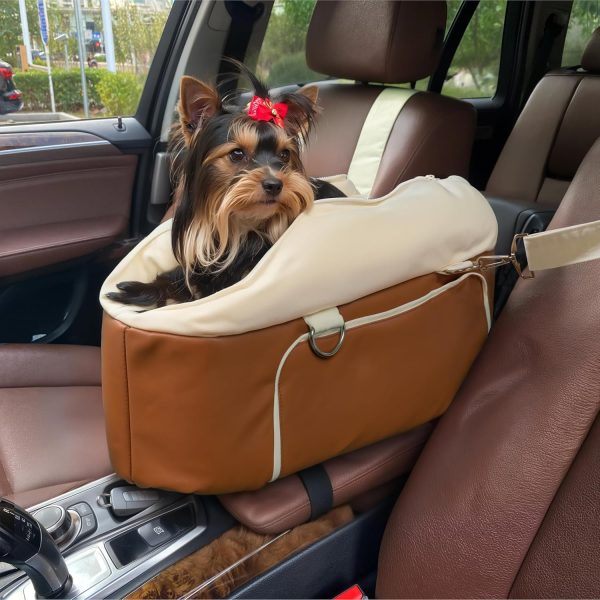 Safe & Compact Pet Car Seat - Leather Booster for Small Animals - Image 2