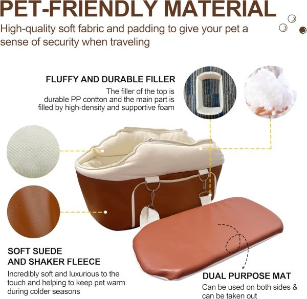 Safe & Compact Pet Car Seat - Leather Booster for Small Animals - Image 5