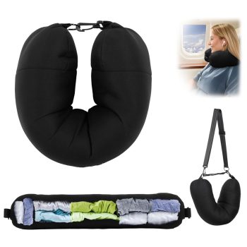 Portable Neck Pillow, Clothes-Stuffable, Ideal for Trips