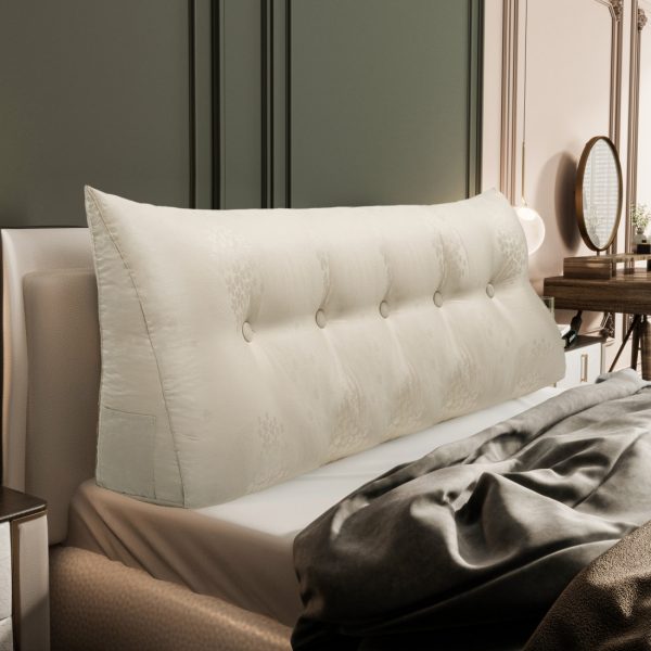 Jacquard Satin Fabric Bed Wedge Pillow Pure Cotton Light Beige - Image 11