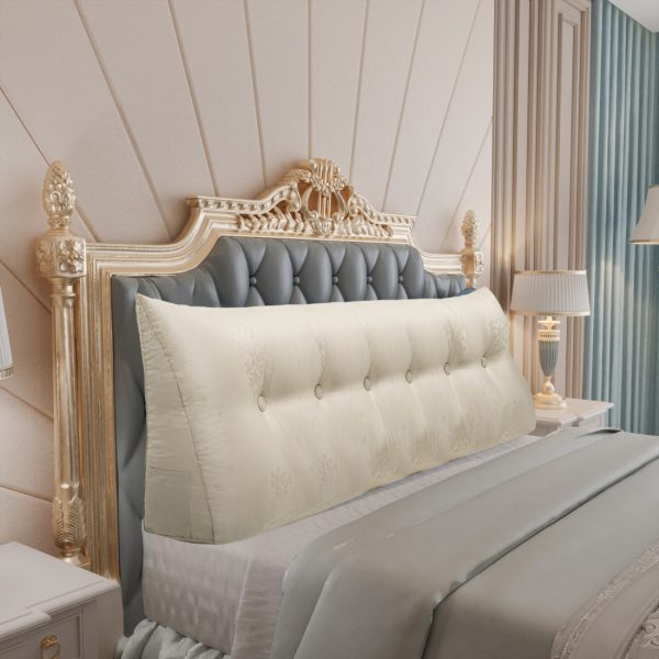 Jacquard Satin Fabric Bed Wedge Pillow Pure Cotton Light Beige - Image 12