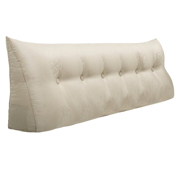 Jacquard Satin Fabric Bed Wedge Pillow Pure Cotton Light Beige - Image 15