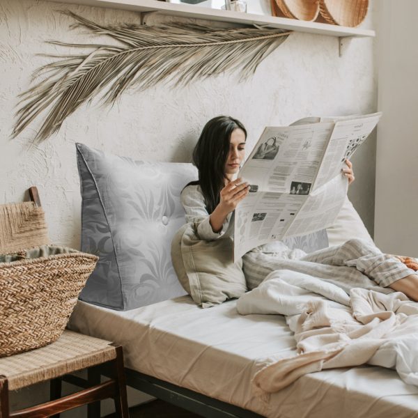 Jacquard Satin Fabric Bed Wedge Pillow Pure Cotton Light Grey - Image 5
