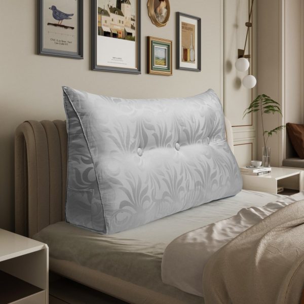 Jacquard Satin Fabric Bed Wedge Pillow Pure Cotton Light Grey - Image 10
