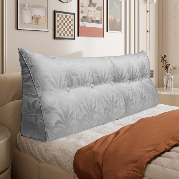 Jacquard Satin Fabric Bed Wedge Pillow Pure Cotton Light Grey - Image 11