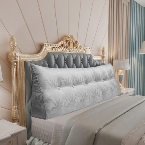 Jacquard Satin Fabric Bed Wedge Pillow Pure Cotton Light Grey - Image 12