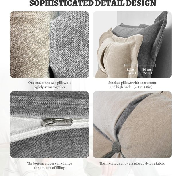 Headboard Backrest Pillows 2 Pack - Soft Wedge for Queen Bed - Image 6