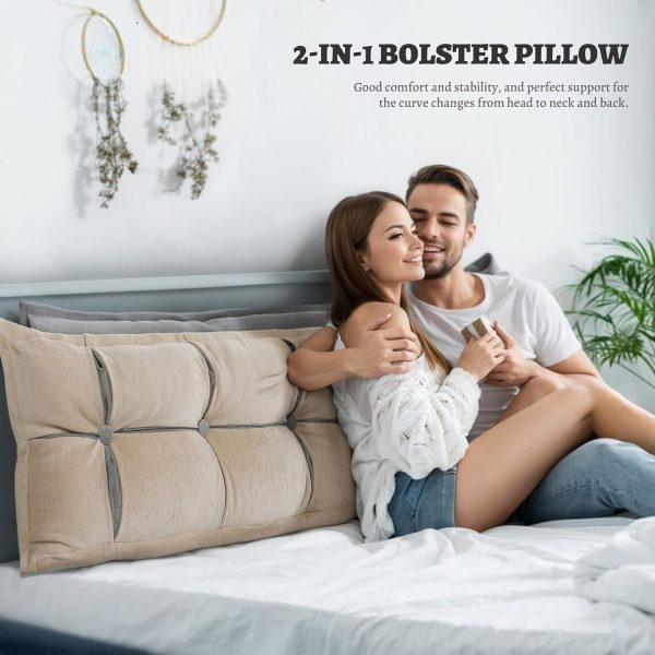 Headboard Backrest Pillows 2 Pack - Soft Wedge for Queen Bed - Image 8