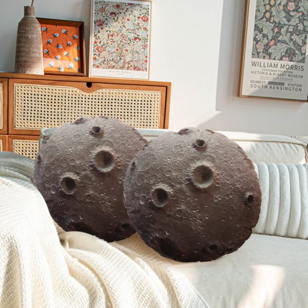 3D Planet Throw Pillows, Solar System Decor, Soft Cushion (Moon) - Image 2