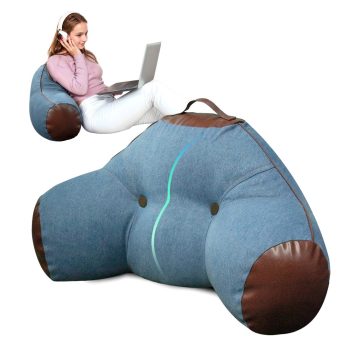 Denim Reading Pillow with Arms for Adult - Back Lumbar Support