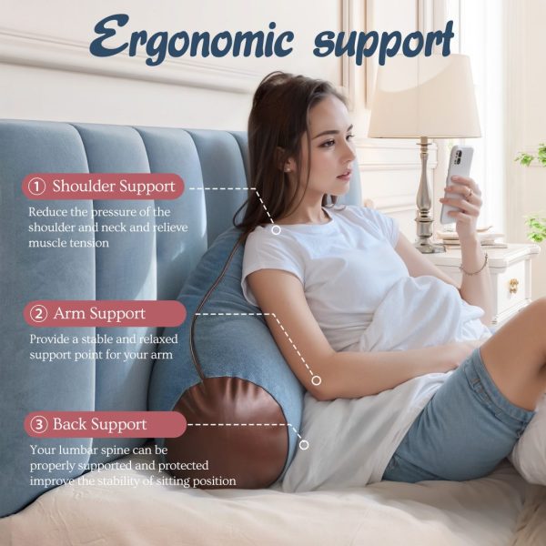 Denim Reading Pillow with Arms for Adult - Back Lumbar Support - Image 5