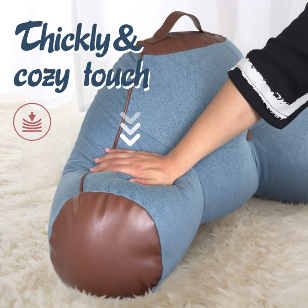 Denim Reading Pillow with Arms for Adult - Back Lumbar Support - Image 6