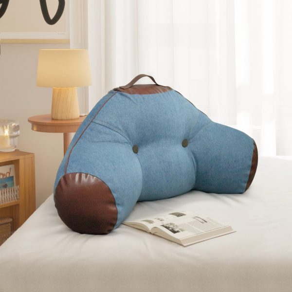 Denim Reading Pillow with Arms for Adult - Back Lumbar Support - Image 7