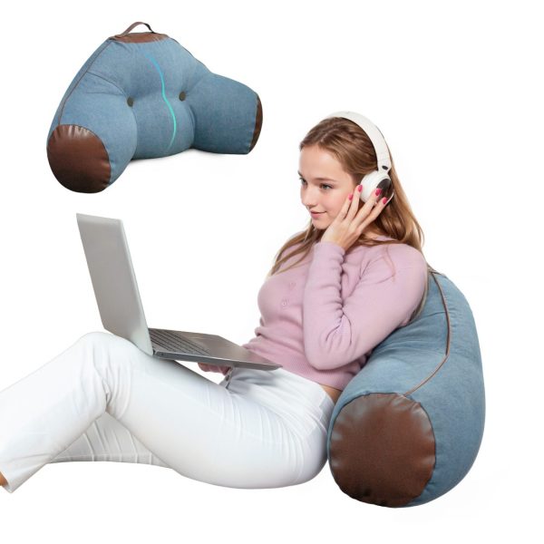 Denim Reading Pillow with Arms for Adult - Back Lumbar Support - Image 8