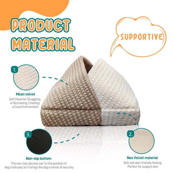 Small Dog & Cat Cave Bed with Hooded Cover, Anti-Slip - Image 4