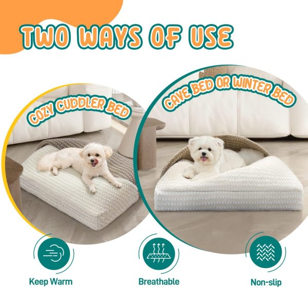 Small Dog & Cat Cave Bed with Hooded Cover, Anti-Slip - Image 7