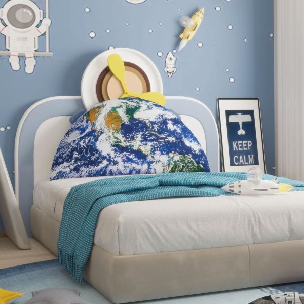 Space Themed Backrest Cushion for Kids - Twin Headboard Pillow (Earth) - Image 2