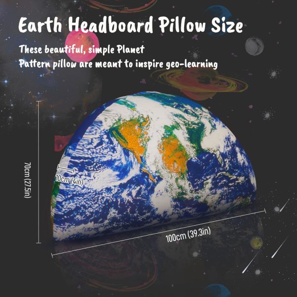 Space Themed Backrest Cushion for Kids - Twin Headboard Pillow (Earth) - Image 6