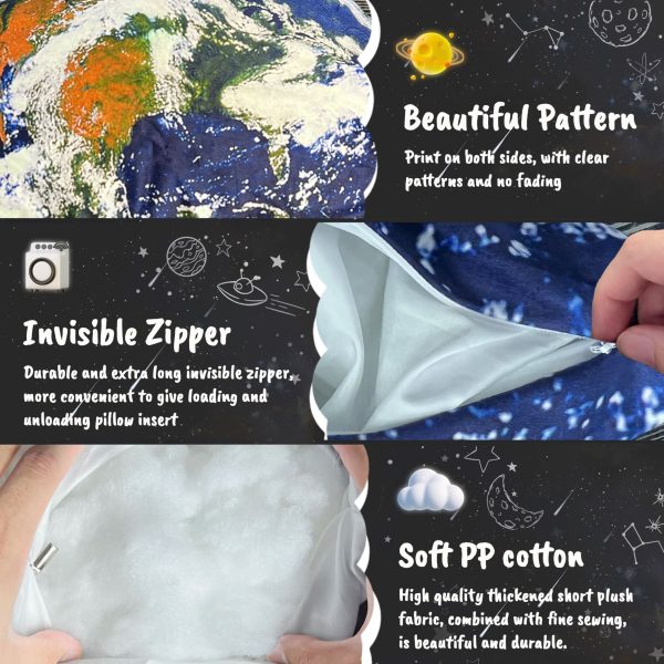 Space Themed Backrest Cushion for Kids - Twin Headboard Pillow (Earth) - Image 7
