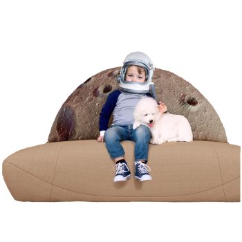 Space Themed Backrest Cushion for Kids - Twin Headboard Pillow (Moon)