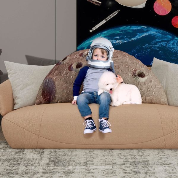 Space Themed Backrest Cushion for Kids - Twin Headboard Pillow (Moon) - Image 3