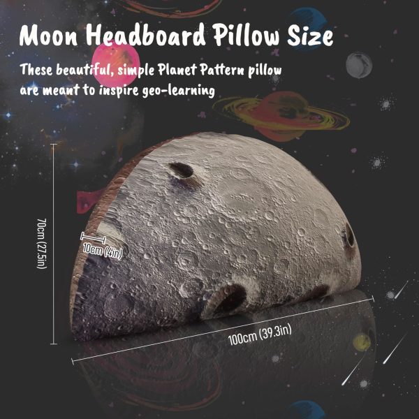 Space Themed Backrest Cushion for Kids - Twin Headboard Pillow (Moon) - Image 7