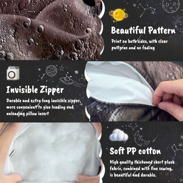 Space Themed Backrest Cushion for Kids - Twin Headboard Pillow (Moon) - Image 8