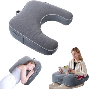 Ergonomic U-Shaped Gaming & Reading Support Pillow with Armrests