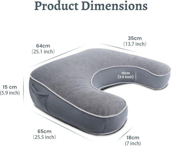 Ergonomic U-Shaped Gaming & Reading Support Pillow with Armrests - Image 3