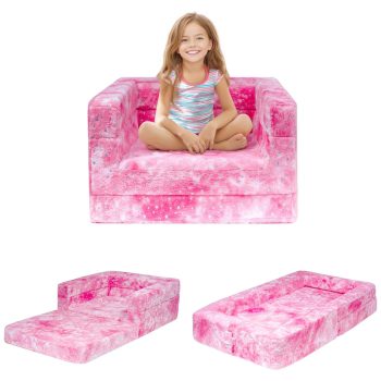 Kids Foldable Sofa Bed & Lounge Chair for Playroom Bedroom