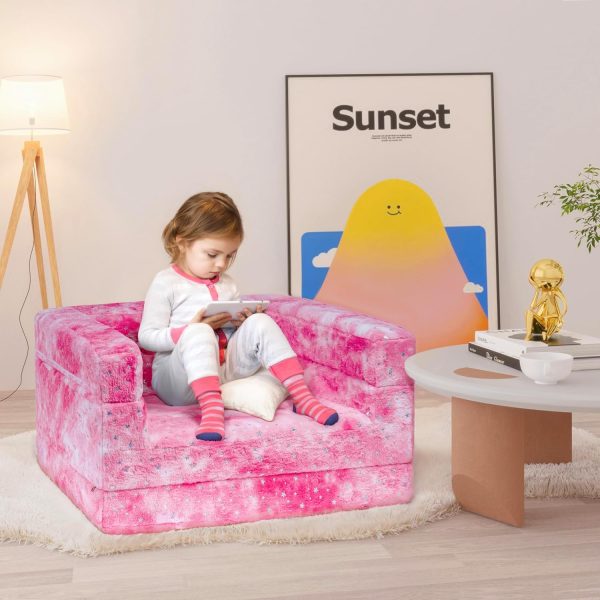 Kids Foldable Sofa Bed & Lounge Chair for Playroom Bedroom - Image 2