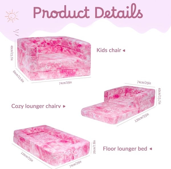 Kids Foldable Sofa Bed & Lounge Chair for Playroom Bedroom - Image 3