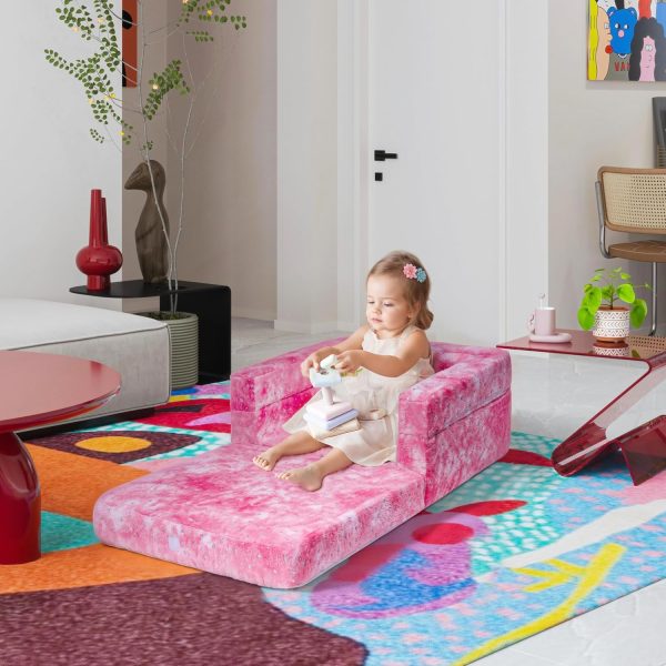 Kids Foldable Sofa Bed & Lounge Chair for Playroom Bedroom - Image 5