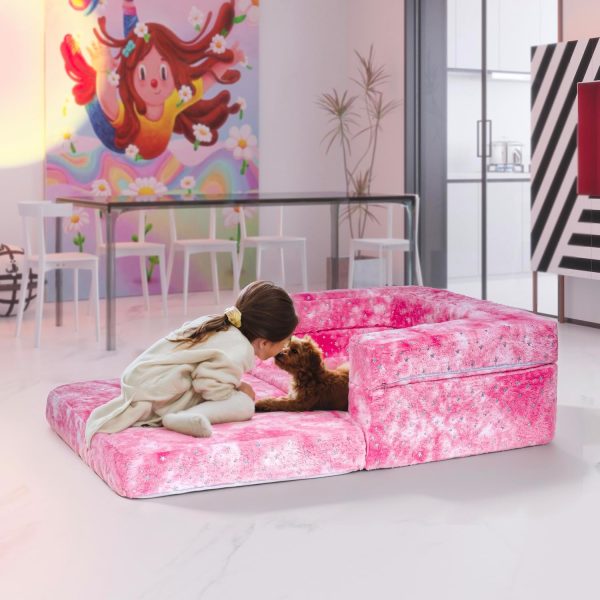 Kids Foldable Sofa Bed & Lounge Chair for Playroom Bedroom - Image 7