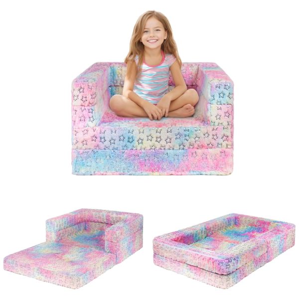 Kids Convertible Sofa Bed - Fold Out Couch & Lounger for Toddlers