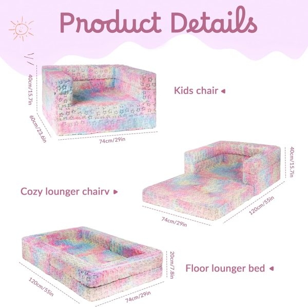 Kids Convertible Sofa Bed - Fold Out Couch & Lounger for Toddlers - Image 3