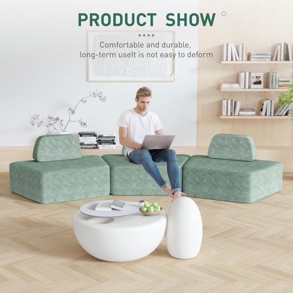 Curved Sectional Sofa with Pillows for Living Room - Image 4