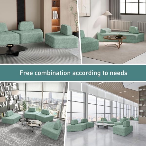 Curved Sectional Sofa with Pillows for Living Room - Image 8