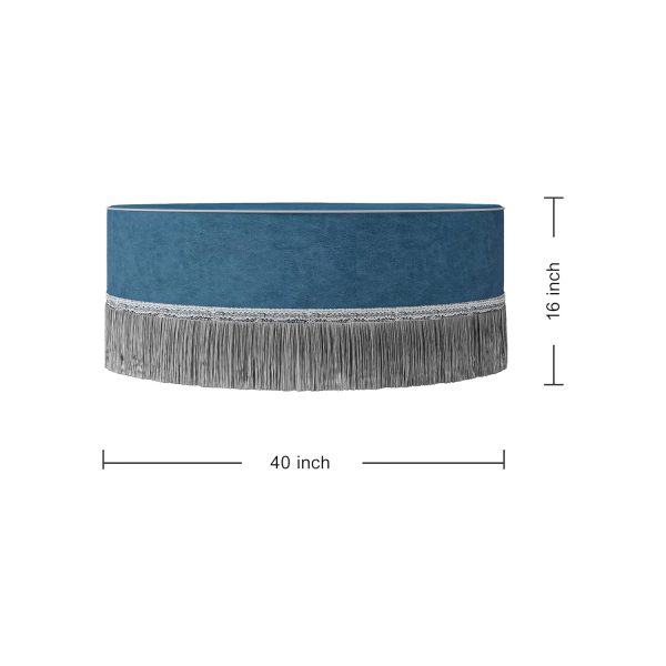 Round Ottoman Table with Tassel, Cushioned for Bedroom & Living - Image 3