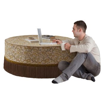 Round Upholstered Ottoman, Modern Living Center Table