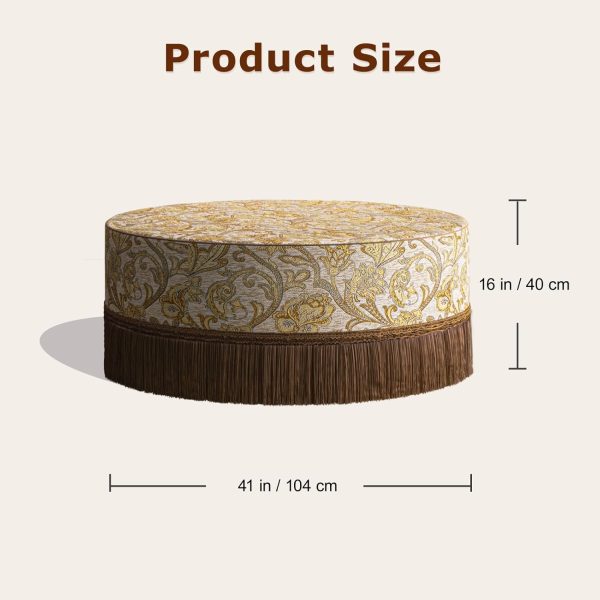 Round Upholstered Ottoman, Modern Living Center Table - Image 3