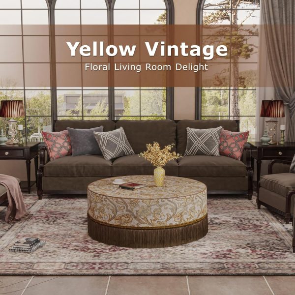 Round Upholstered Ottoman, Modern Living Center Table - Image 4
