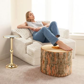 wood log ottoman pouf cushion 05