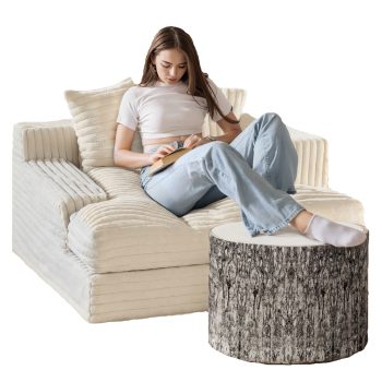 wood log ottoman pouf cushion 09