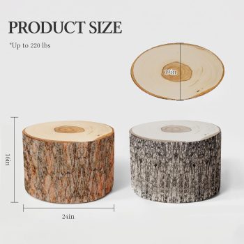 wood log ottoman pouf cushion 11